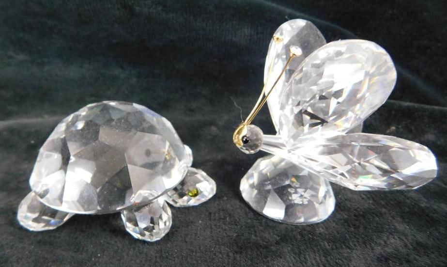 Swarovski Silver Crystal - Austria - Figurine - Turtle and Butterfly (1 of 8)