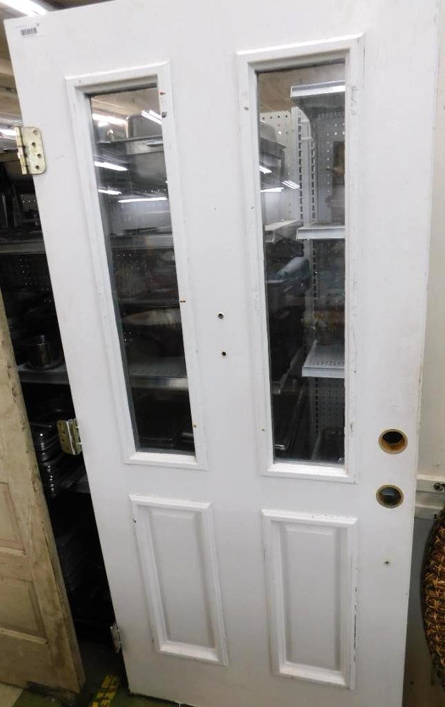 4 Panel Door - 2 Glass 2 Solid - 79.5" x 36": See Photos For Condition and Details