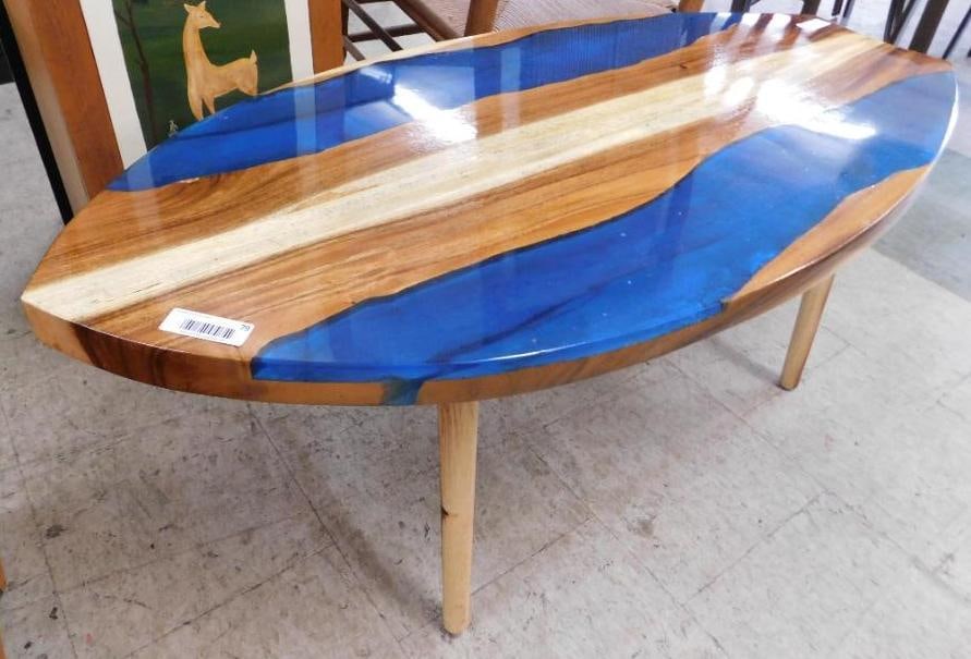 Resin Boogie Board Coffee Table - 18" x 48" x 23" (1 of 8)