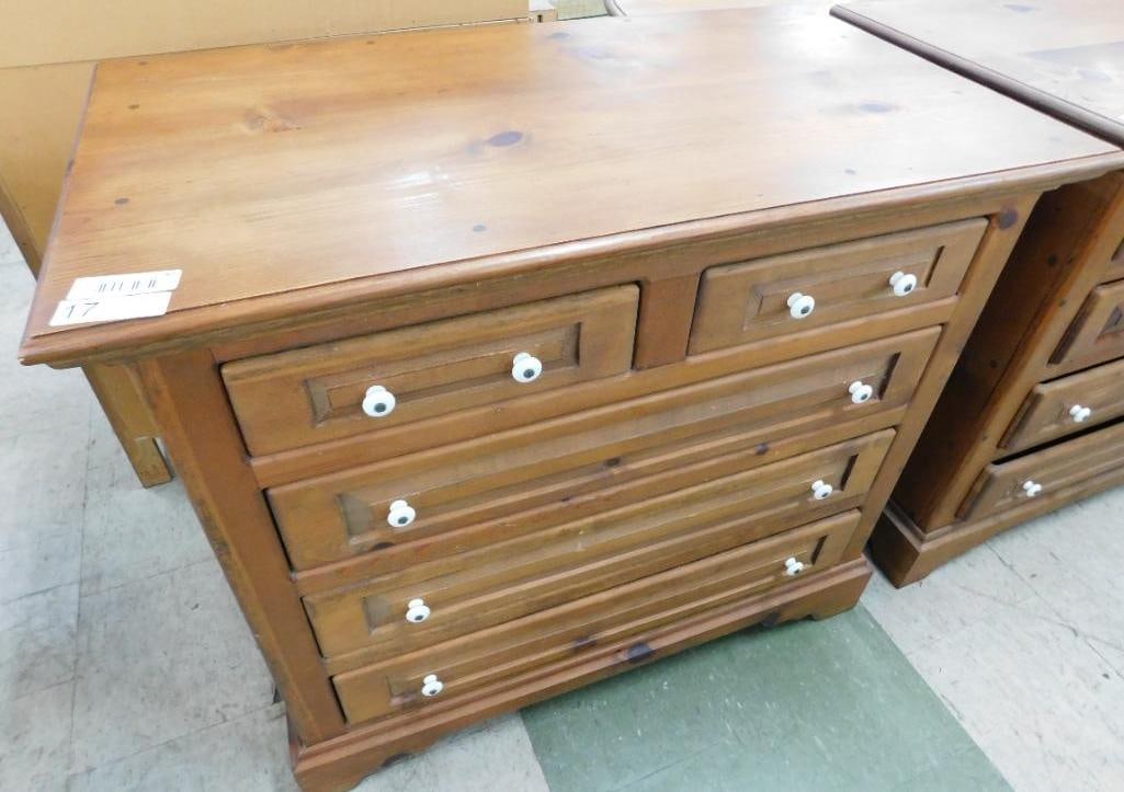 2 Over 3 pine Dresser - 33" x 37" x 21": See Photos For Condition and Details