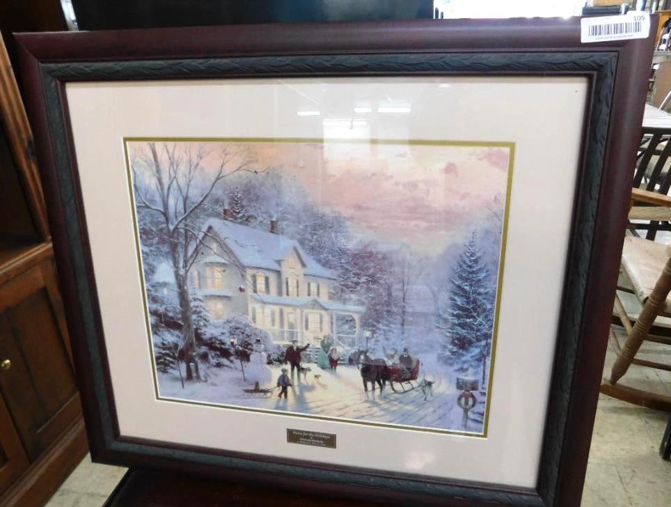 Thomas Kinkade - "Home For The Holidays" - 26" x 35": See Photos For Condition and Details