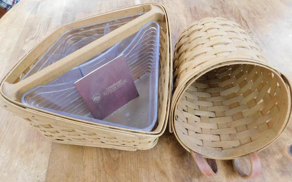 Pair of Longaberger Baskets - 7" x 10" x 10" - 10" x 7.5" x 8": See Photos For Condition and Details
