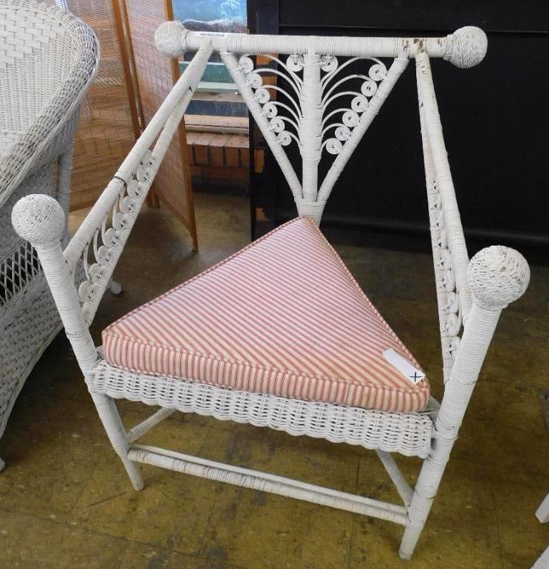 Funky Wicker Arm Chair with Cushion - 35" x 26" x 22": See Photos For Condition and Details