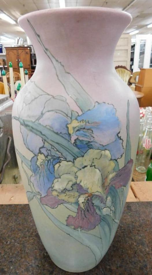 Large Weller Vase - Iris - Small Chips on Base - 16" x 8" (1 of 11)