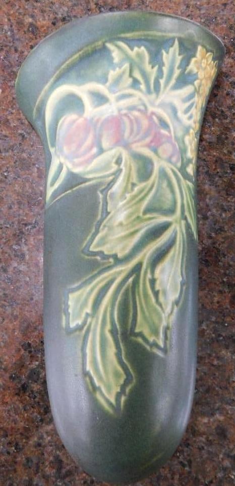 Vintage Roseville Wall Pocket - Small Chip on Top - 9" x 5" x 2" (1 of 9)