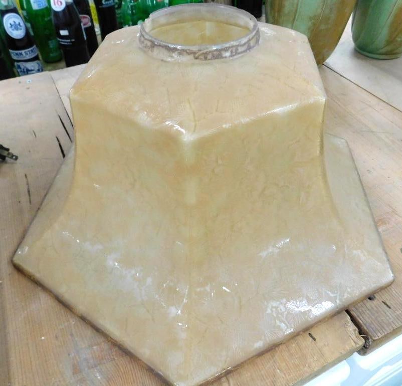 Vintage Glass Lamp Shade - Pinecone Theme - 2 Corner Damage - 8" x 14" (1 of 10)