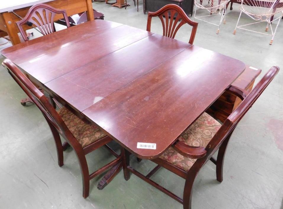 5 Piece Dining Set - Table - 2 Leaves - 1 Arm Chair - 3 Sides - Table 30" x 56" x 36" (1 of 9)