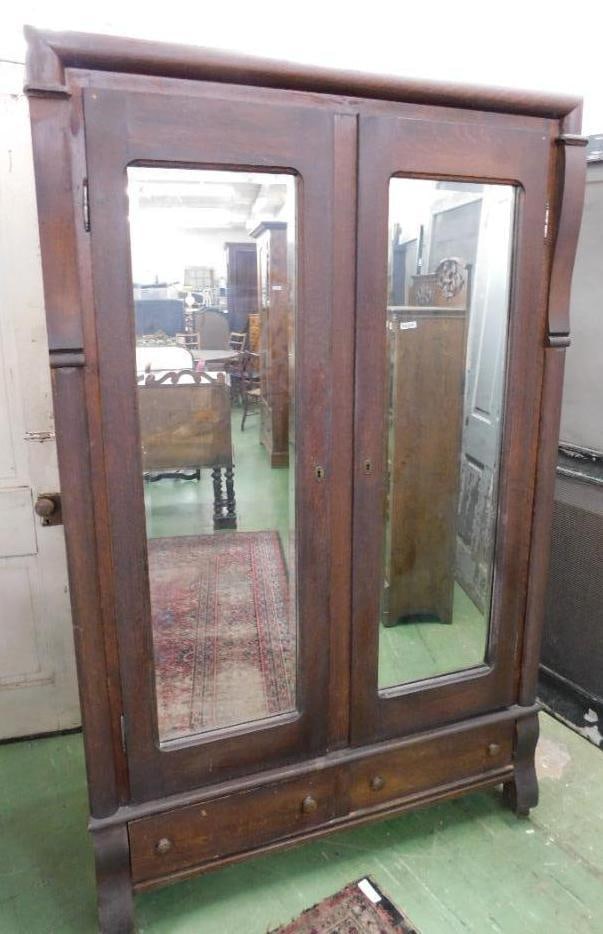 Empire Beveled 2 door Mirrored Wardrobe - 2 Door 2 Drawer - 78.5" x 48" x 24": See Photos For Condition and Details