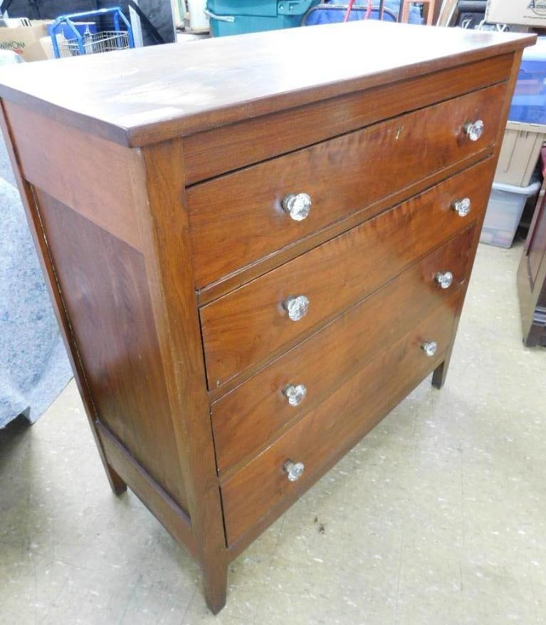 Period Southern Walnut & Yellow Pine chest with Glass Pulls - 43" x 41" x 19" (1 of 9)