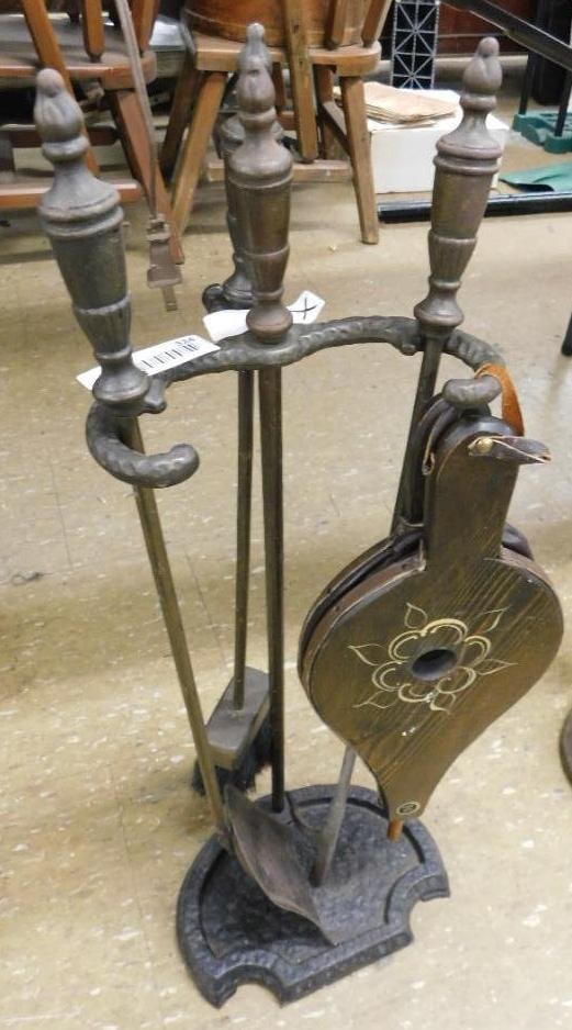 Vintage Fireplace Set with Bellows: See Photos For Condition and Details