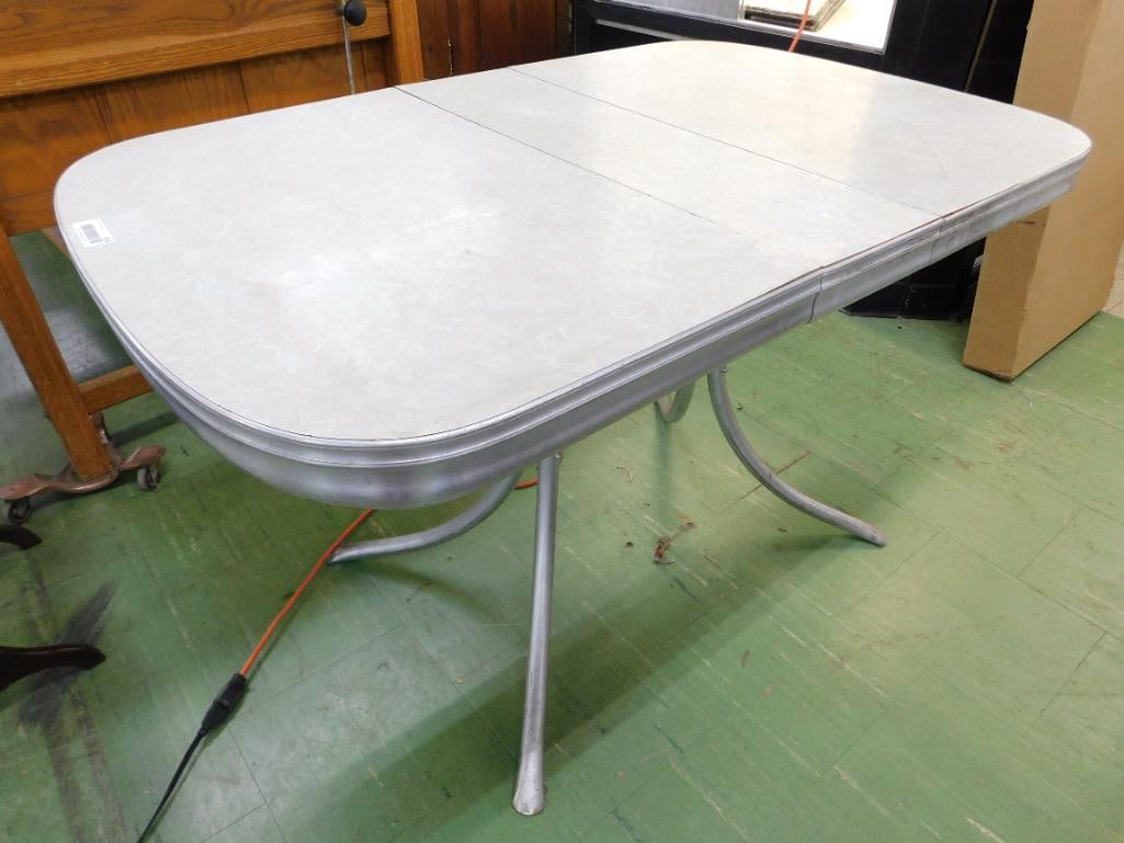Vintage Formica Top Chrome Kitchen Table - 30" x 48"x 30": See Photos For Condition and Details