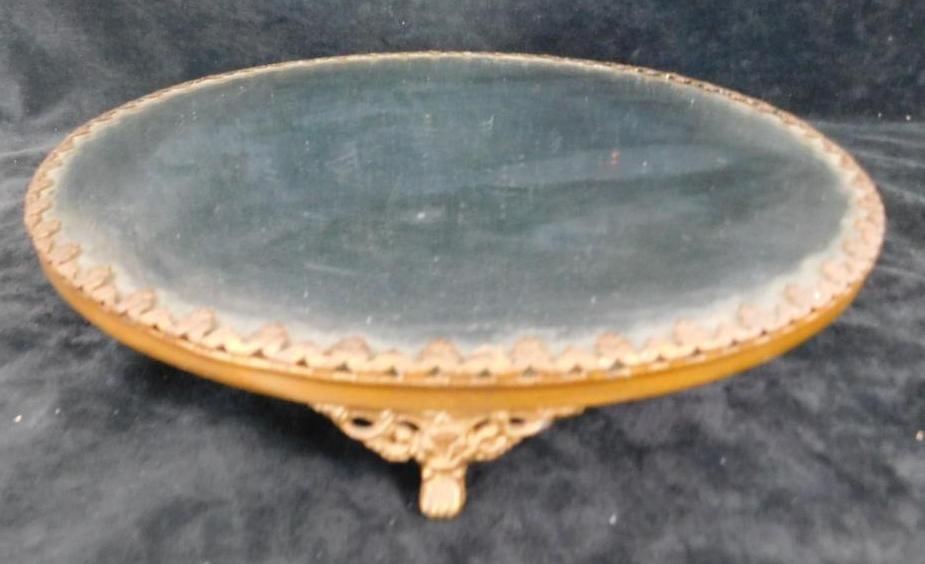 Vintage 12" Footed Mirrored Vanity Platform: See Photos for Condition and Details