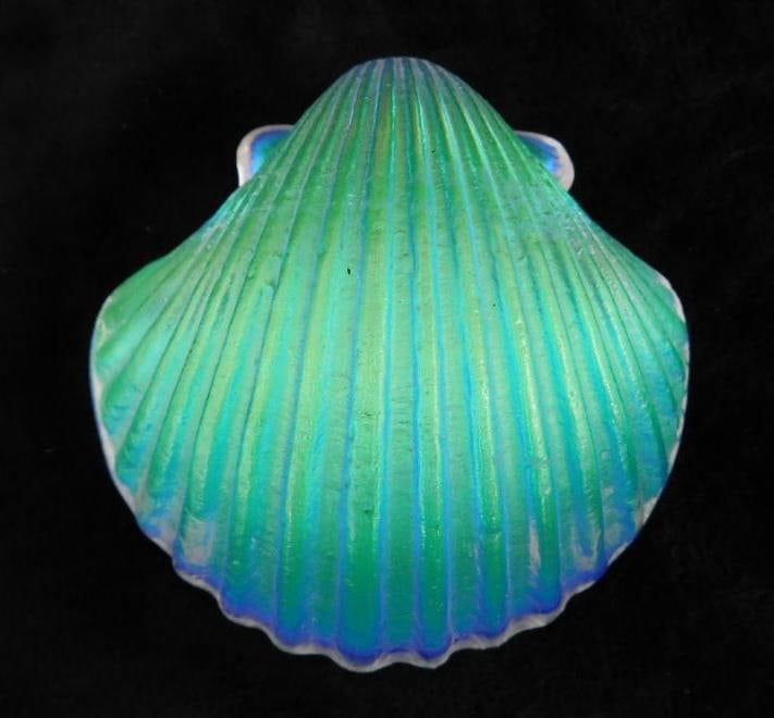 Studio Art Glass Iridescent Scallop Shell Paperweight - Unsigned - 1.5" Tall (1 of 7)