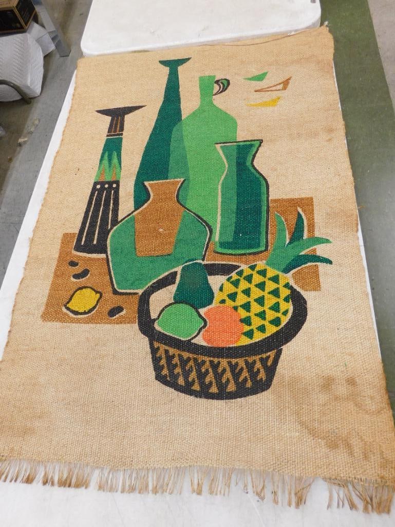 Painted Burlap Art - 44" x 28": See Photos for Condition and Details