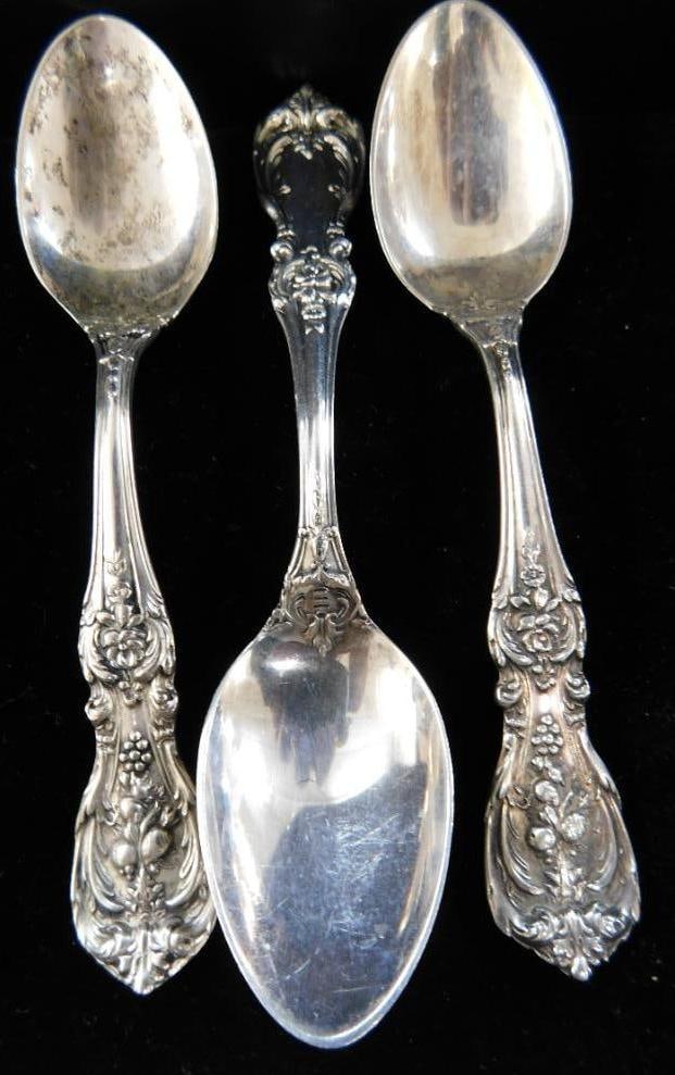 Sterling Silver - Group of 3 Matching 4.5" Demitasse Spoons - 47 Grams: See Photos for Condition and Details