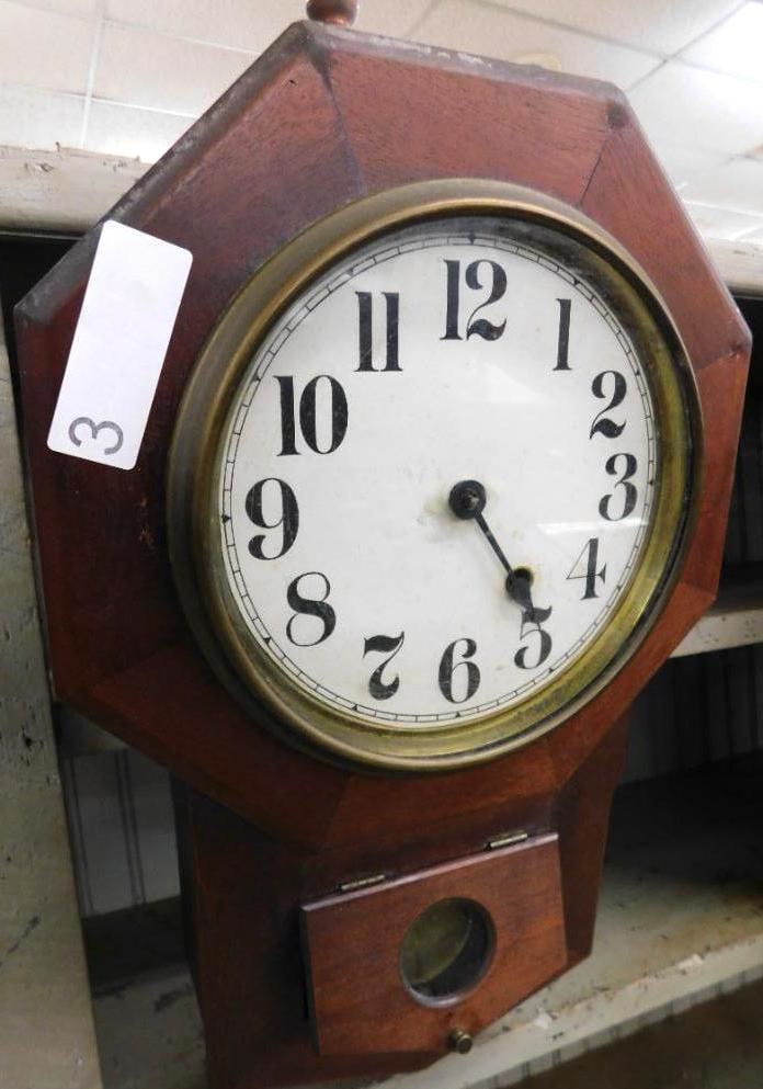 8 Day Wall Clock - As Is - 18" x 12": See Photos for Condition and Details