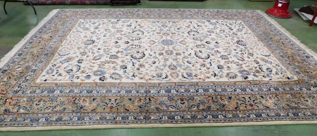 Large Wool Room Size Rug - Valyn - Cream Beige Blue Rose - 10'3" x 14'2" (1 of 12)