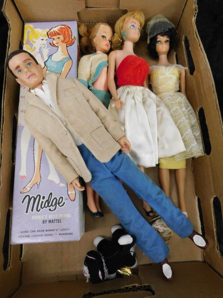 Box Lot with 4 Barbie Related Dolls and Empty Box (1 of 10)
