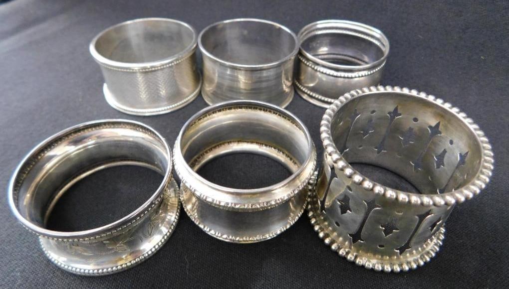 Sterling Silver - Group of 6 Misc. Napkin Holders - 106 Grams (1 of 9)