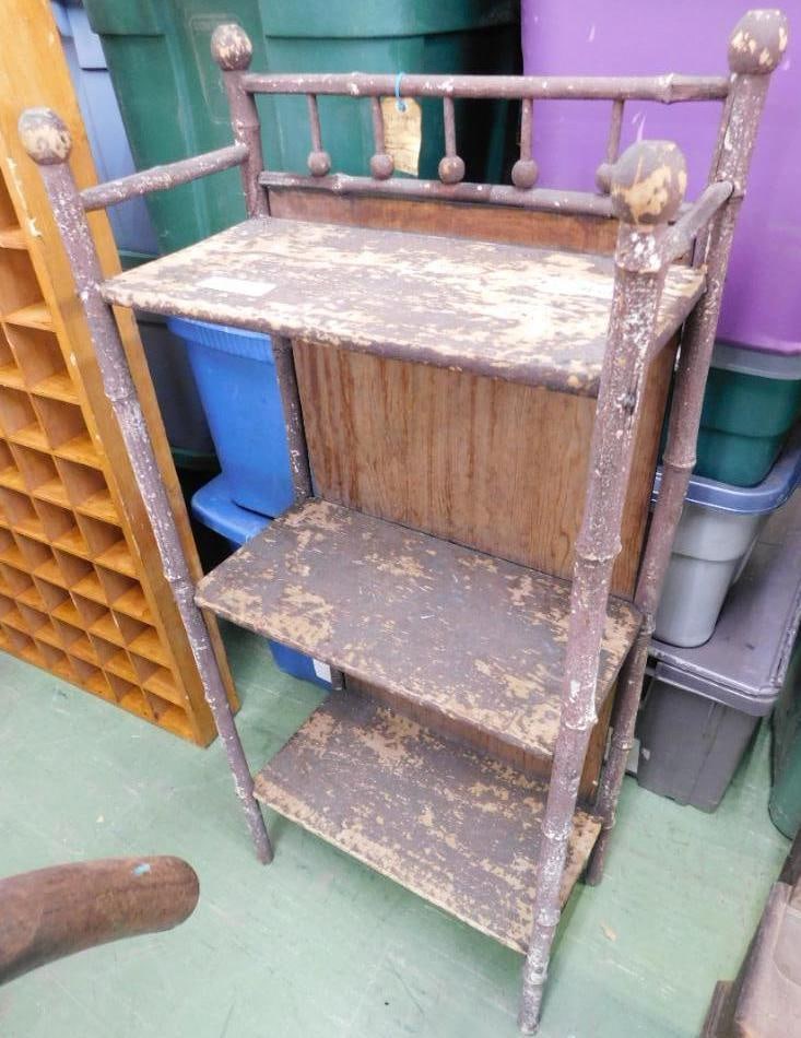 Vintage Painted Bamboo Knick Knack Shelf - 43.5" x 19" x 10" (1 of 7)