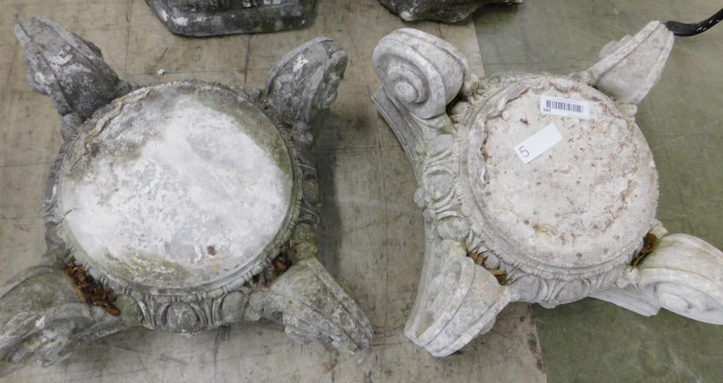 Pair Concrete Capitols - each 8" x 23": See Photos For Condition and Details