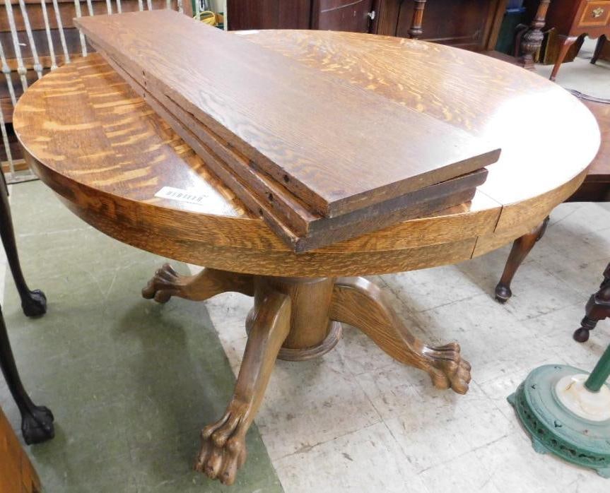 Quarter Sawn Oak Ball and Claw Foot Dining Table - 3-10" Leaves - 30" x 42" (1 of 8)