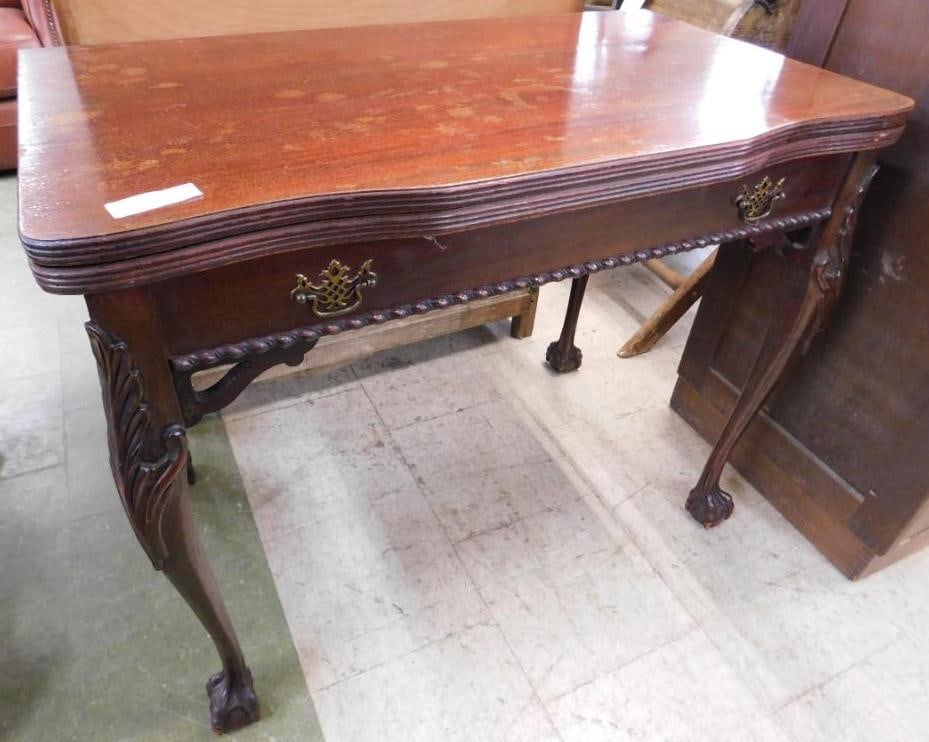 Ball and Claw Empire Game Table - Fold Out Top - 30" x 38" x 21": See Photos For Condition and Details