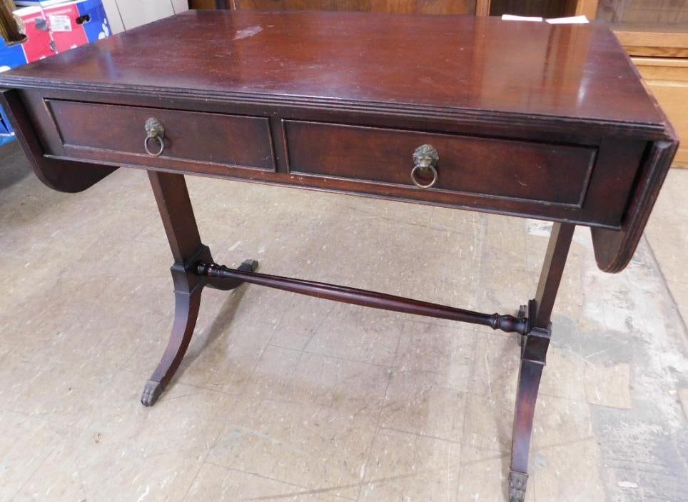 Drop Side Duncan Phyfe Desk - 28" x 48" x 19": See Photos For Condition and Details