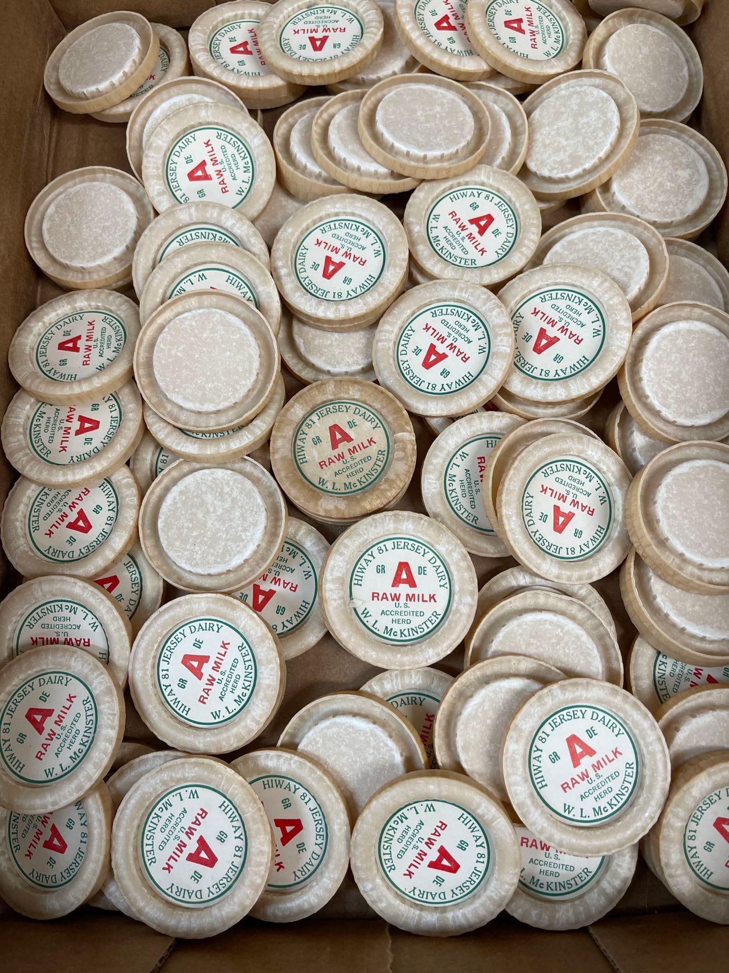 Lot of Milk Bottle Caps Hiway 81 Jersey Dairy W.L. McKinster Raw Milk: As Poctured 