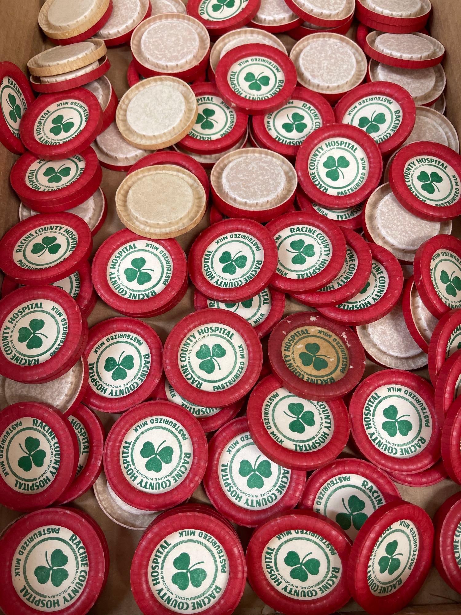 Milk Bottle Caps Racine Wisconsin County Hospital: As pictured 