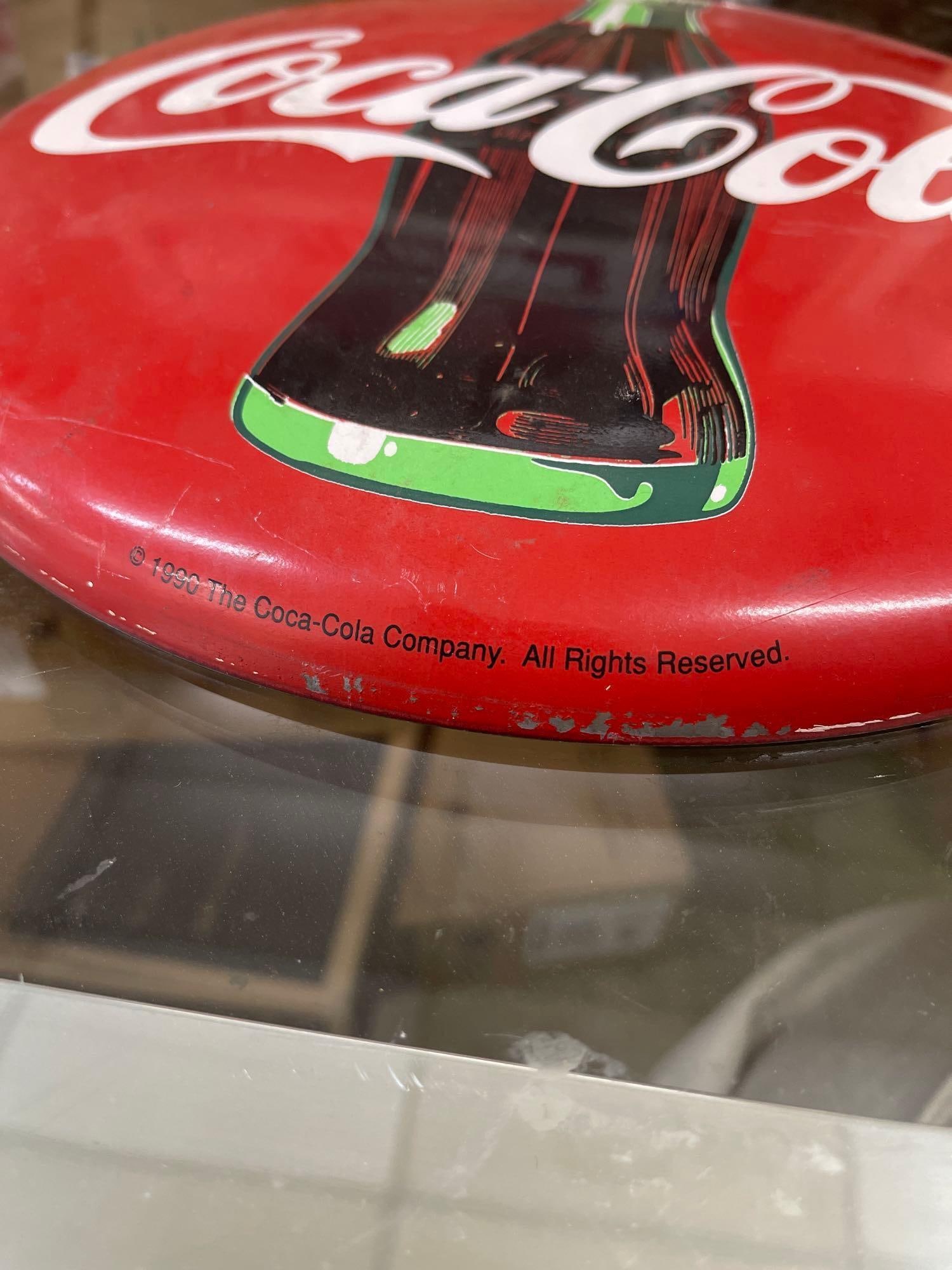 1990 The Coca-Cola Company Round Button Metal Sign - 2