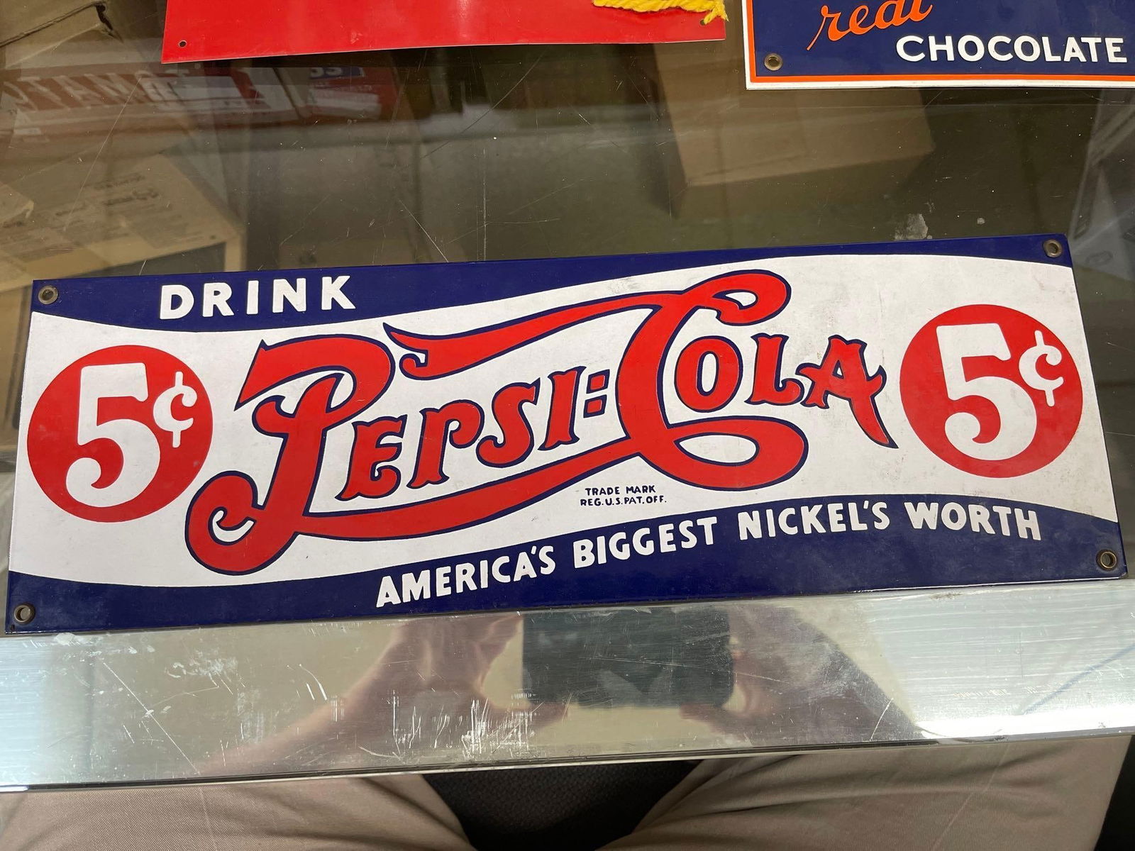 Drink Pepsi-Cola 5 Cent Porcelain Sign (1 of 6)