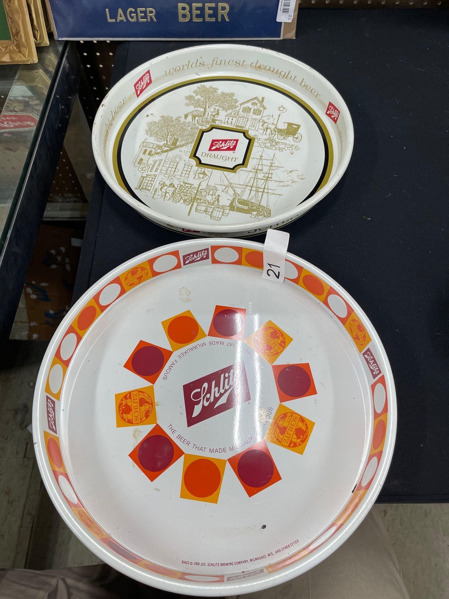 2 Schlitz Beer Trays: 13 