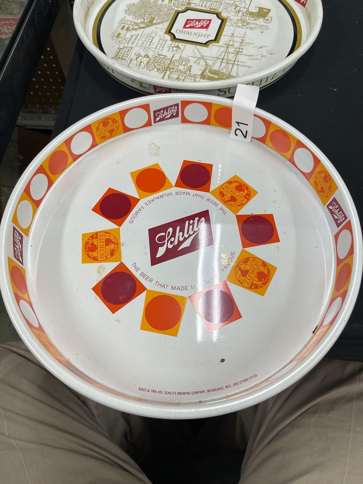 2 Schlitz Beer Trays - 2