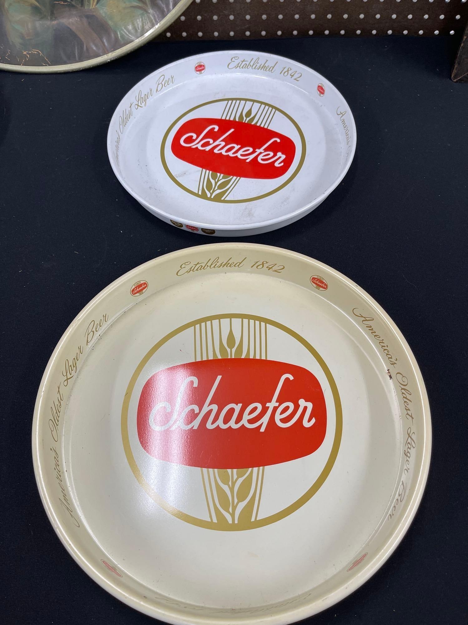 2 Schaefer Beer Trays: Cream 13 White 12 