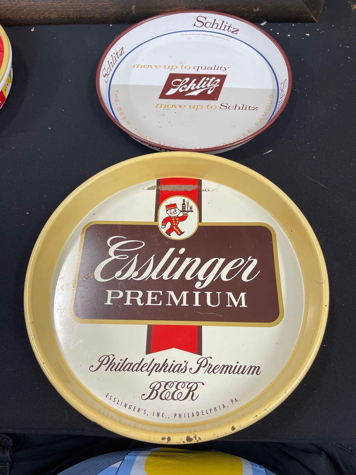 2 Beer Trays Esslinger Premium and Schlitz: Esslinger 13 Sclitz 12