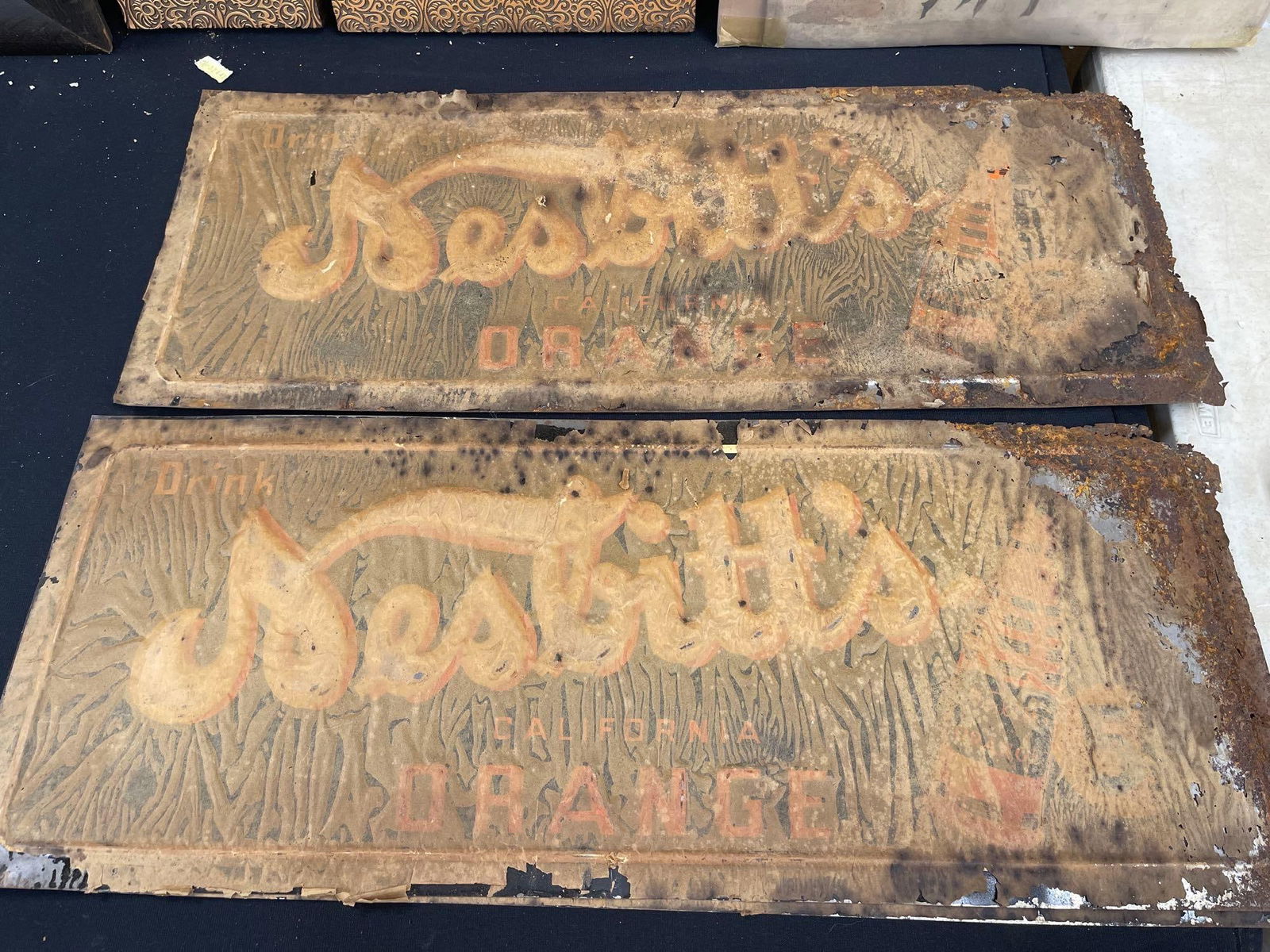 3 Nesbitts Orange Signs: 27 X 11 