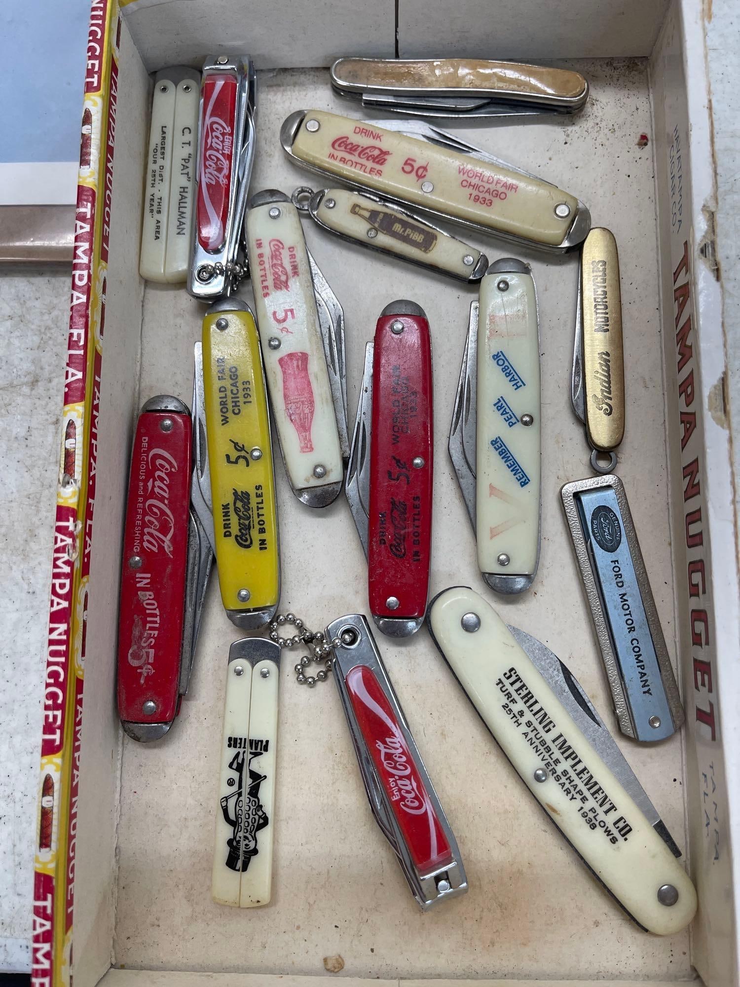14 Advertising Pocket Knives and Fingernail Clippers: As Pictured 