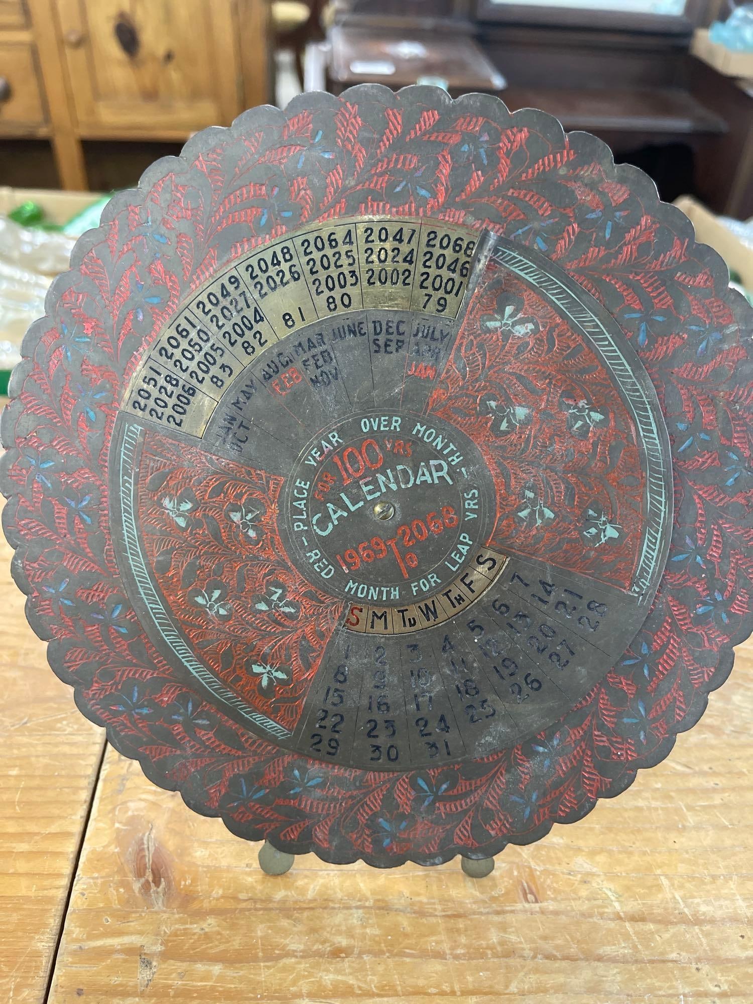 Circular Brass Perpetual 100 Year Calendar 1969-2068 (1 of 2)