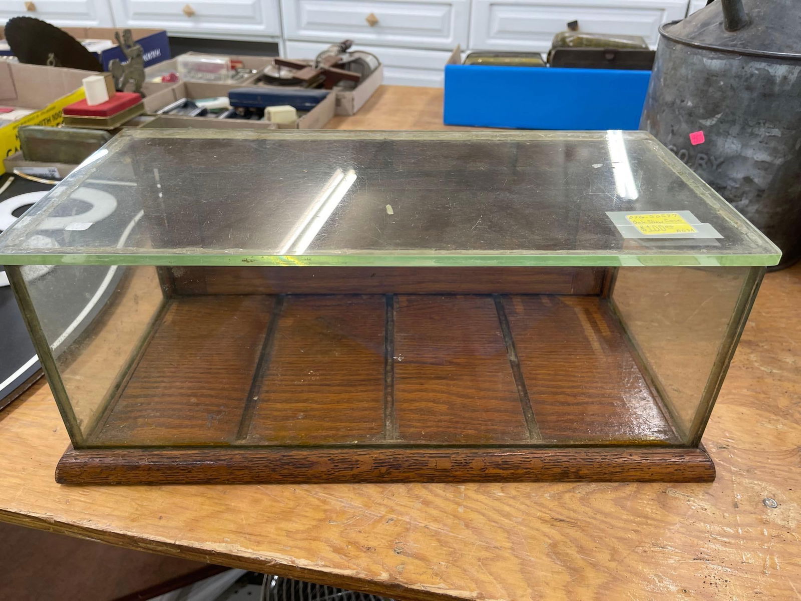 Oak and Glass Show Case: 18 X 9 X 7 Shipping Not Available 