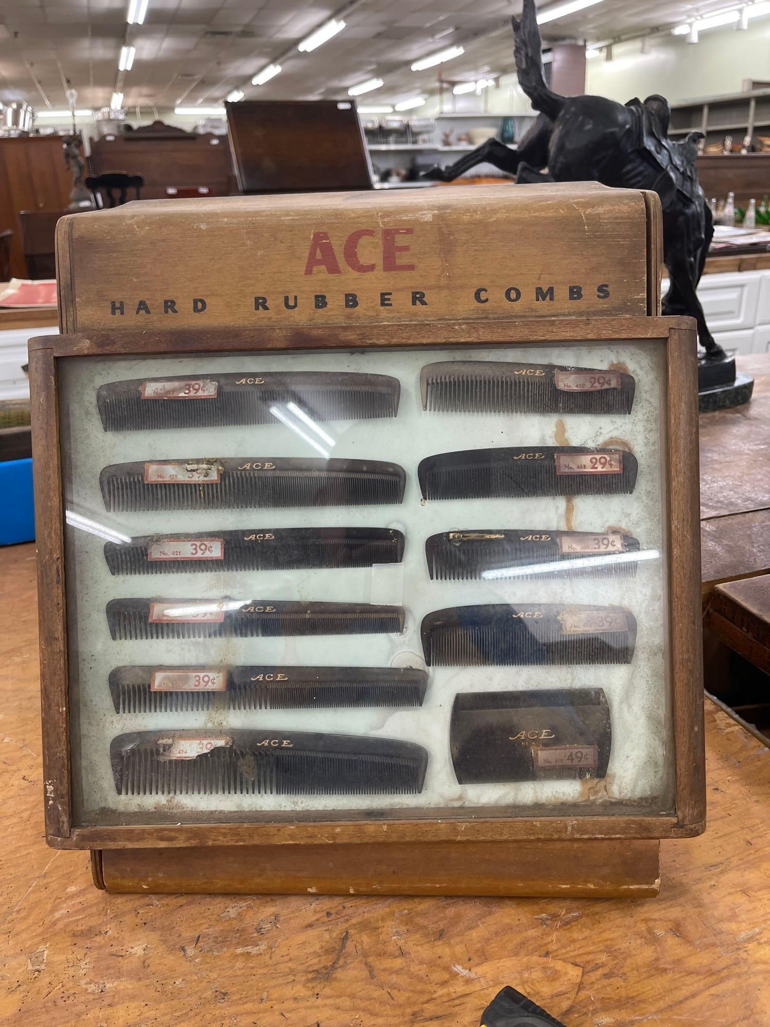 Ace Hard Rubber Combs Display: Needs TLC 16 X 10 X 15 Not Shippable 