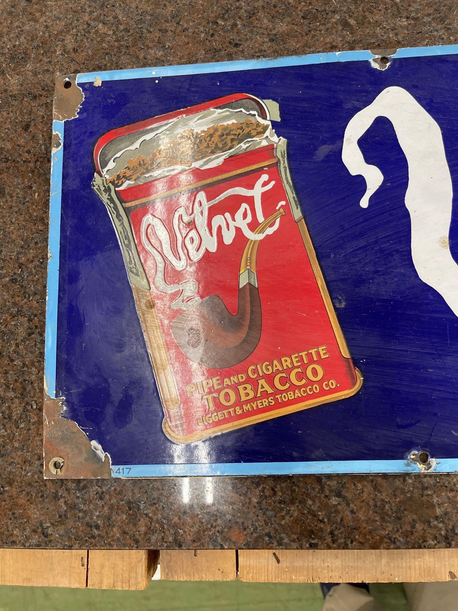 Velvet Pipe Tobacco Porcelain Sign - 2