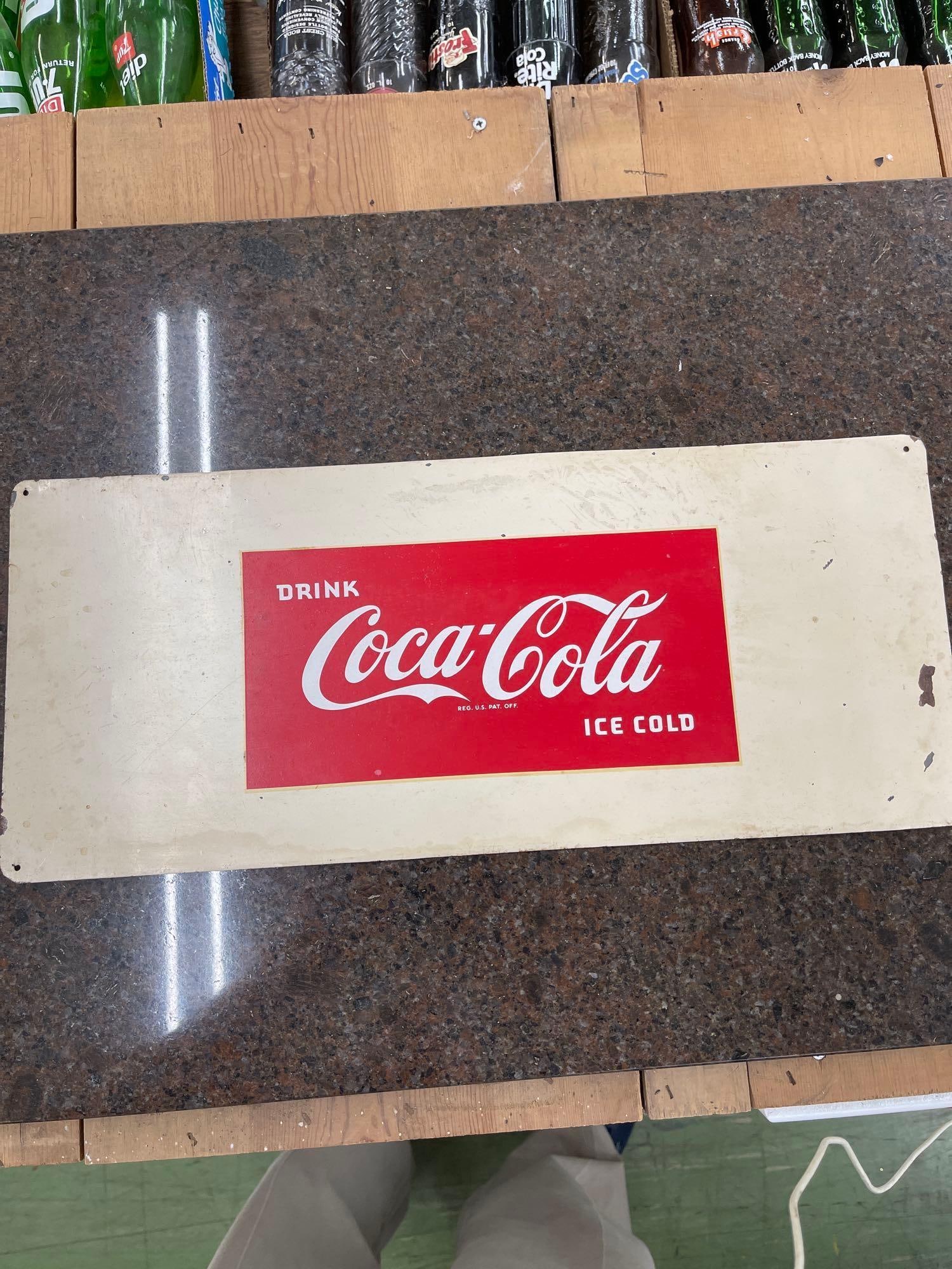Metal Coca Cola Sign: 20 X 8.5 