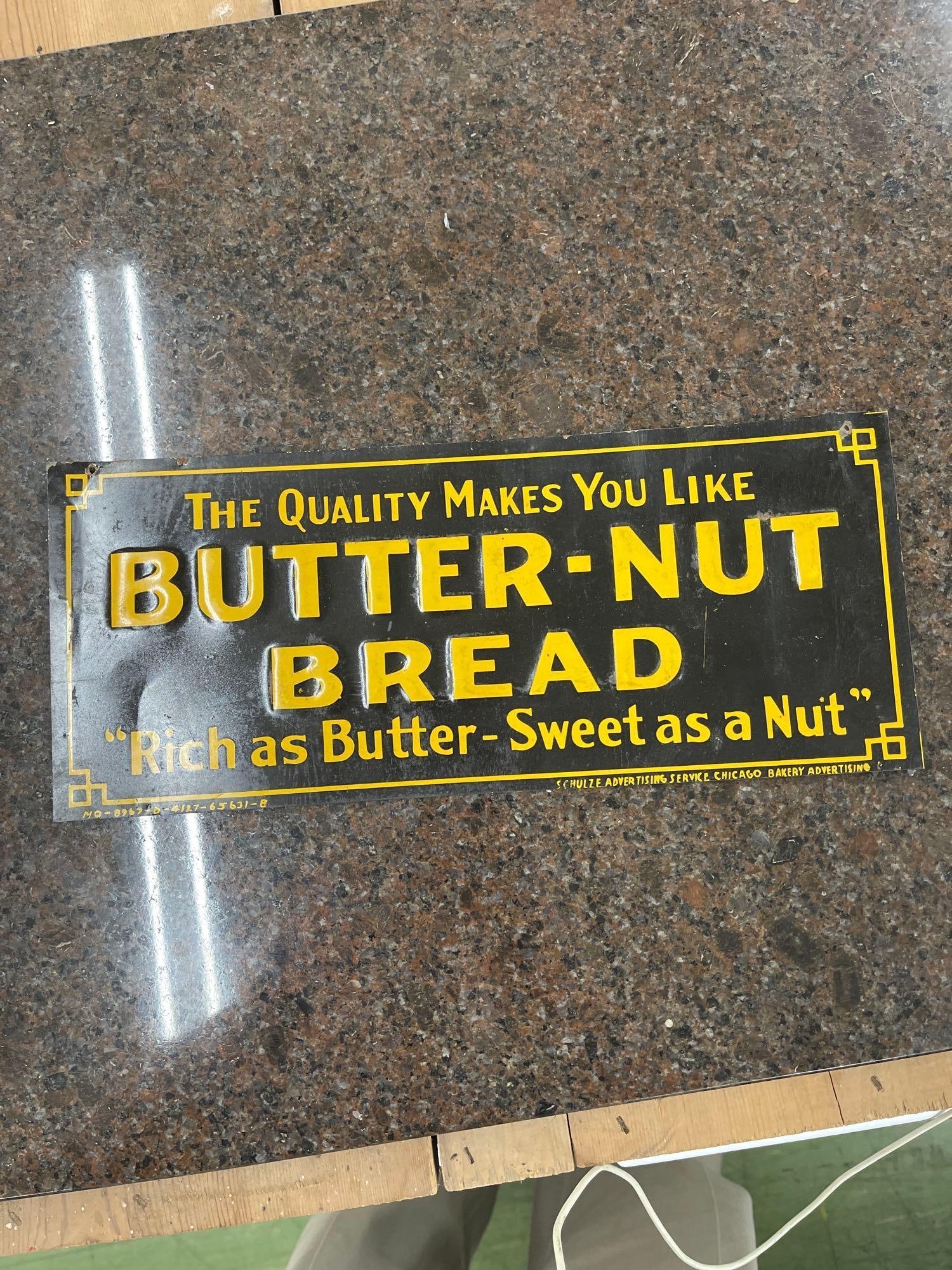 Butter-Nut Bread Metal Sign: 14 X 6 