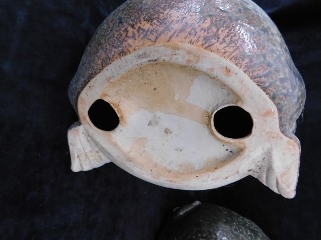 Pair of Ceramic Frogs - Garden / Porch Decor - Each 8.5" x 8" x 8" - 6