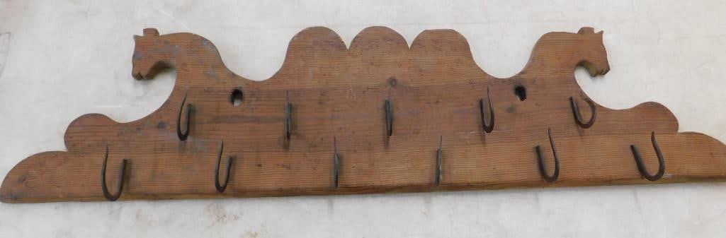 Early Game Bleeding Rack - Wall Hung - Hand Forged Hooks - 9.5" x 38" x 3" (1 of 11)