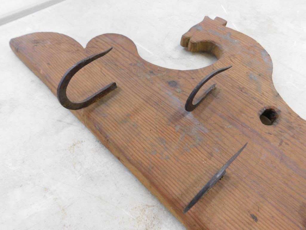 Early Game Bleeding Rack - Wall Hung - Hand Forged Hooks - 9.5" x 38" x 3" - 2