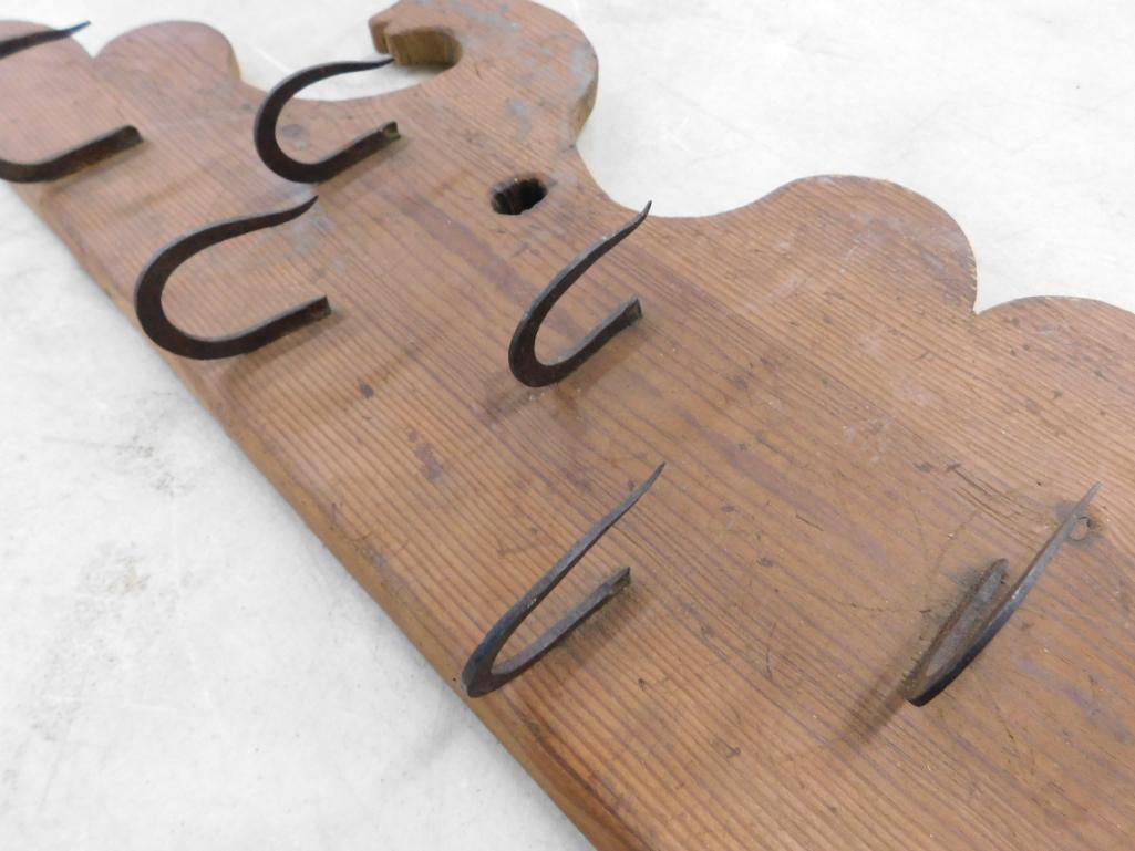 Early Game Bleeding Rack - Wall Hung - Hand Forged Hooks - 9.5" x 38" x 3" - 3