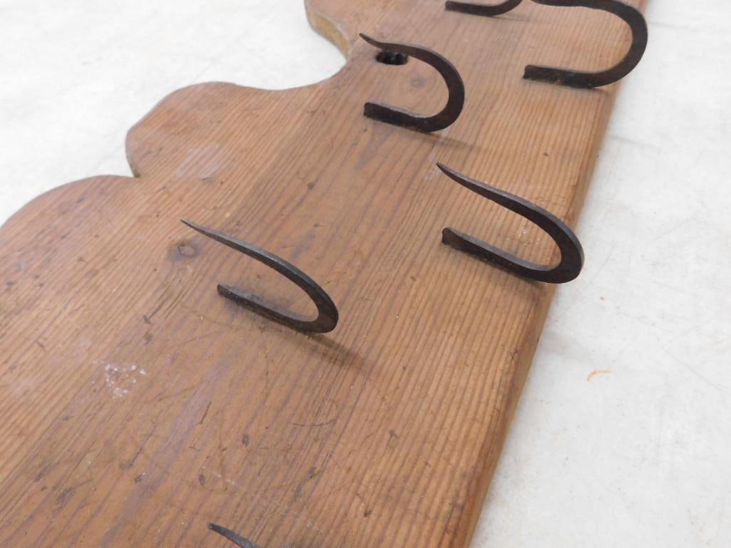 Early Game Bleeding Rack - Wall Hung - Hand Forged Hooks - 9.5" x 38" x 3" - 4
