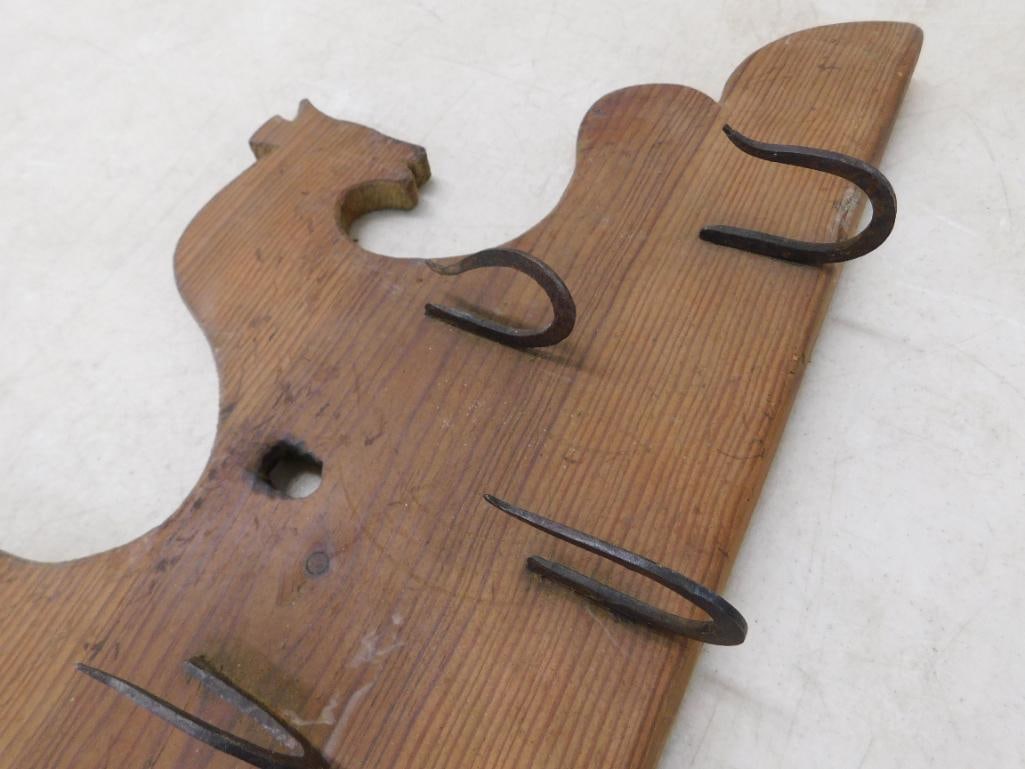 Early Game Bleeding Rack - Wall Hung - Hand Forged Hooks - 9.5" x 38" x 3" - 5